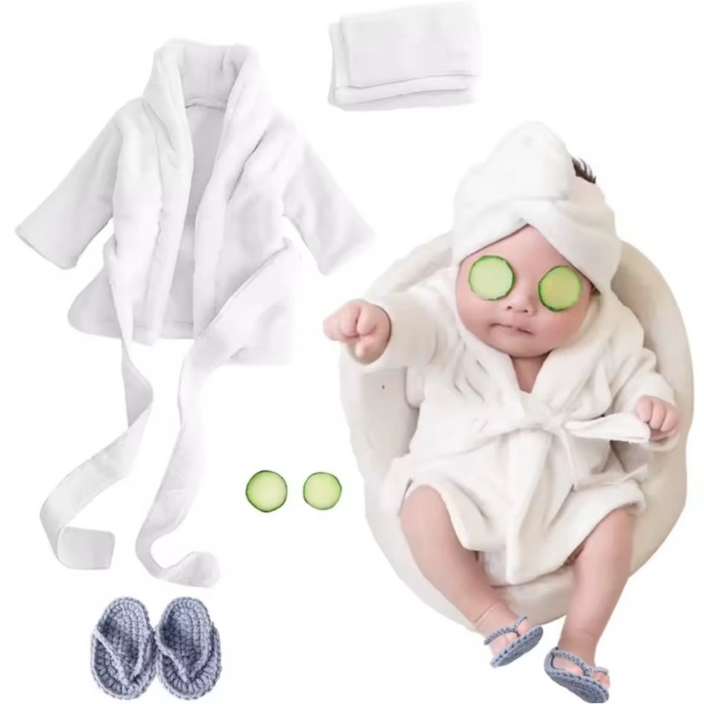 Baby Spa Robe and Head Wrap Set - White